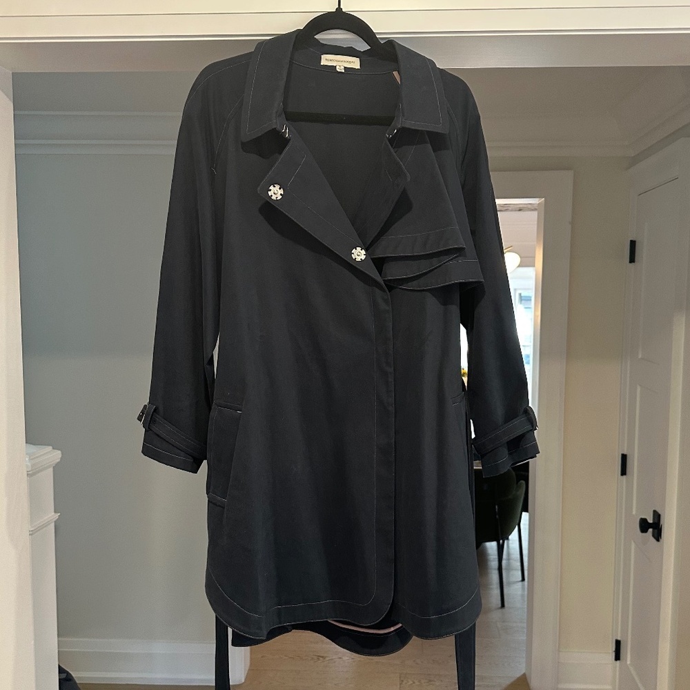 SOLD - Rebecca Minkoff Navy Blue Trench Coat - Size L - Picture 10 of 13
